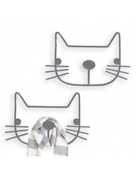 2 appendini da parete gatto grigio chiaro - THE CAT by Balvi