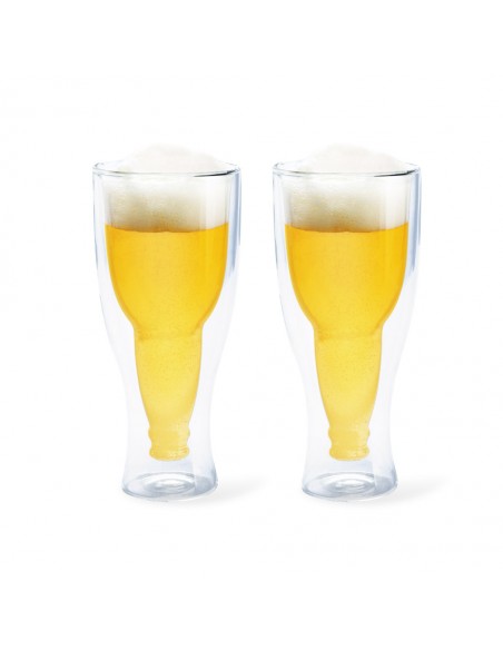 Set 2 bicchieri da birra doppio vetro 400 ml - GRAVITY by Balvi