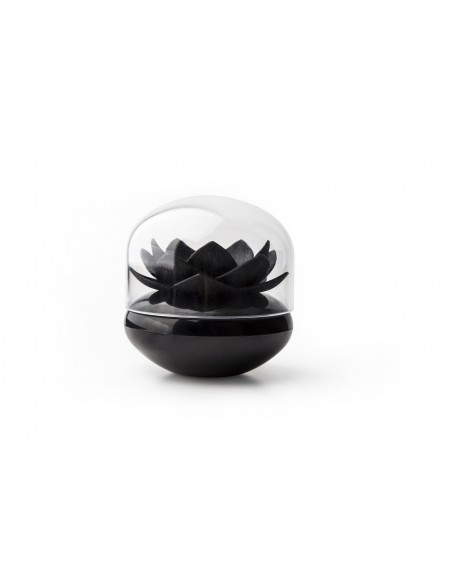 Porta Bastoncini di cotone Fiore colore nero - LOTUS by Qualy