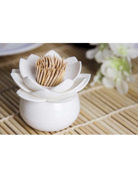 Contenitore Portastuzzicadenti a forma di loto colore bianco - LOTUS PICK by QUALY