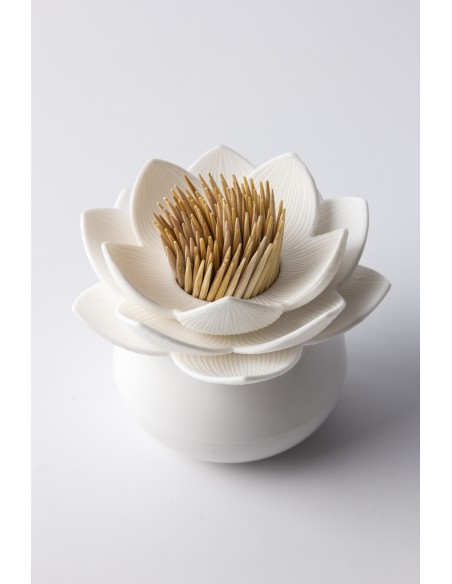 Contenitore Portastuzzicadenti a forma di loto colore bianco - LOTUS PICK by QUALY