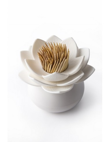 Contenitore Portastuzzicadenti a forma di loto colore bianco - LOTUS PICK by QUALY