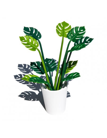 Set da party contenitore con 6 cucchiaini agitatori e 6 spiedini foglie - TROPICAL PARTY by Qualy