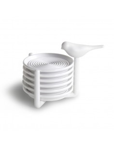 Set 6 sottobicchieri con supporto uccellino bianco - SPARROW COASTER by Qualy design