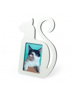 Portafoto sagoma di gatto in legno mdf colore bianco - CAT by Balvi