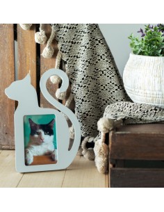 Portafoto sagoma di gatto in legno mdf colore bianco - CAT by Balvi 2