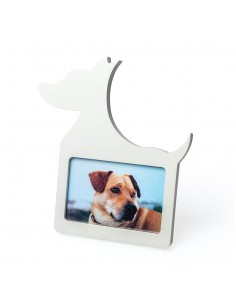 Portafoto sagoma di cane in legno mdf colore bianco - DOG by Balvi
