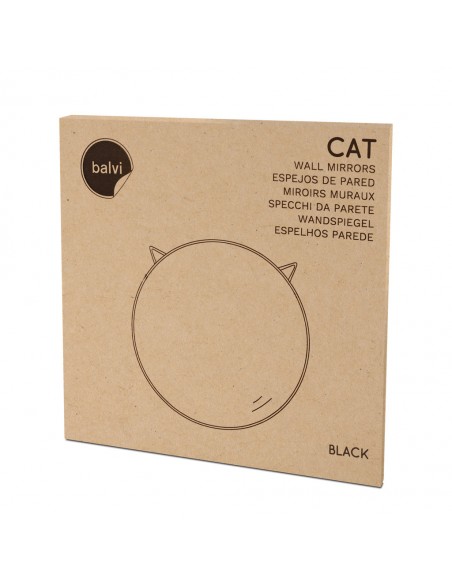 BALVI Specchio da parete rotondo gatto colore nero CAT