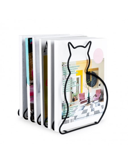 Portariviste sagoma gatto in metallo colore nero - CAT by Balvi