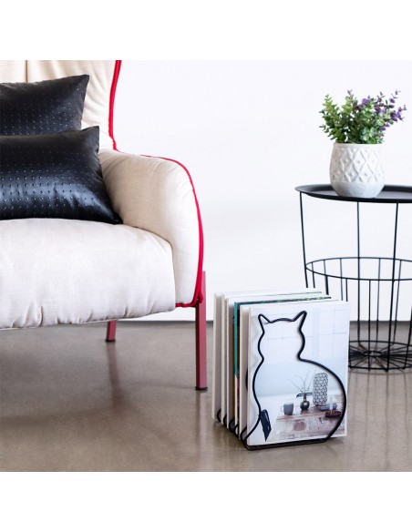 Portariviste sagoma gatto in metallo colore nero - CAT by Balvi