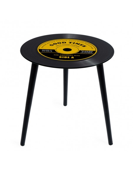 Tavolino a forma di disco in vinile colore giallo - GREATEST HITS by Balvi