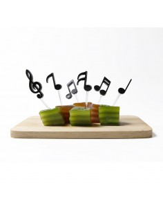 6 Spiedini da party note musicali colore nero - MELODELICIUS by Qualy