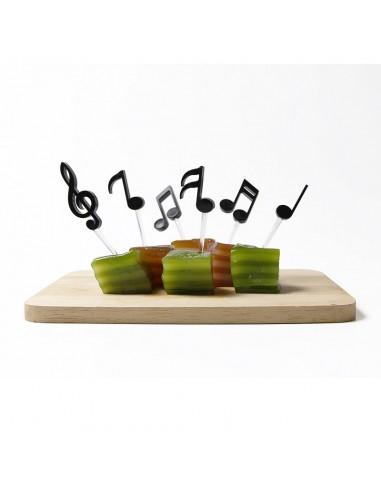 6 Spiedini da party note musicali colore nero - MELODELICIUS by Qualy