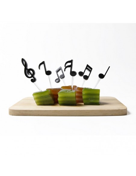 6 Spiedini da party note musicali colore nero - MELODELICIUS by Qualy