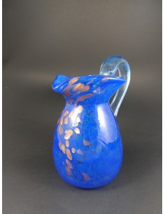 Caraffa vetro di murano blu con decori bronzo h 20 cm - The Glass Cathedral Santa Chiara 2