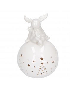 Sfera in ceramica con renna e luce led h 14 cm - AUREALIETA by Rituali Domestici