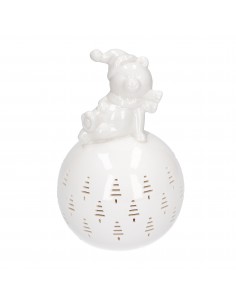 Sfera in ceramica con orsetto e luce led h 14 cm - AUREALIETA by Rituali Domestici