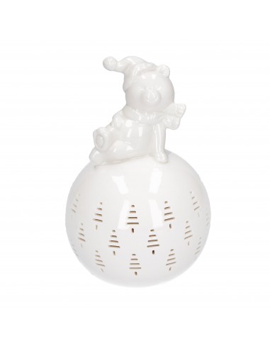 Sfera in ceramica con orsetto e luce led h 14 cm - AUREALIETA by Rituali Domestici
