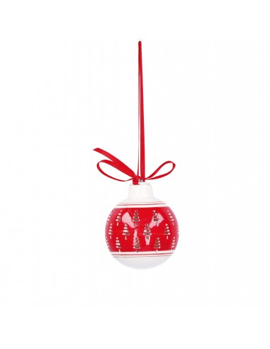 Sfera di natale in ceramica con abeti e luce led - AUREALIETA by Rituali Domestici