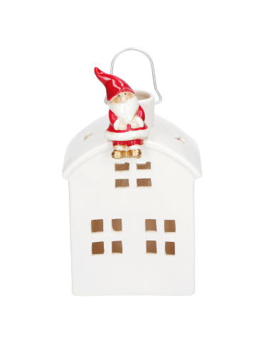 Lanterna in ceramica casetta babbo natale con luce led - SULTETTOSTO by Rituali Domestici