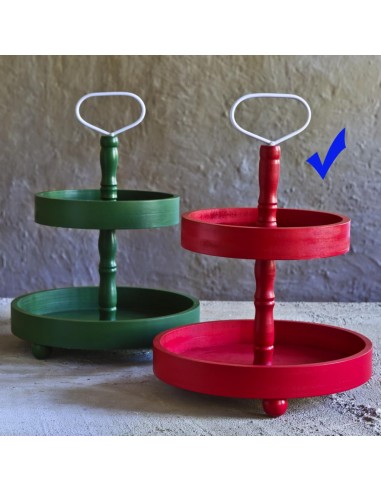 Alzata deco a 2 piani colore rosso - TINNALZO by Rituali Domestici