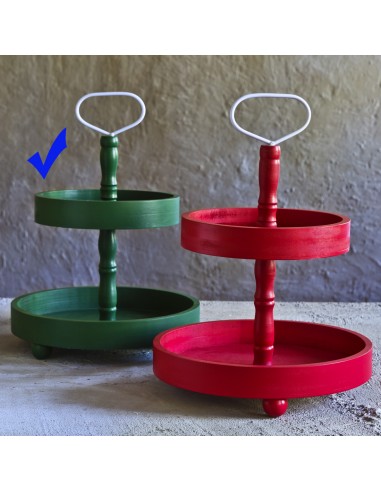 Alzata deco a 2 piani colore verde h 39 - TINNALZO by Rituali Domestici