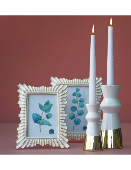 Portafoto da tavolo in resina bianco oro h 24 - PETALOSO  by Rituali Domestici
