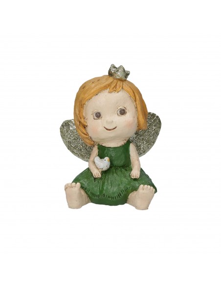 Angioletto con abito verde in resina h 15 cm - SHIRLEY by Rituali Domestici