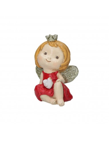 Angioletto con abito rosso in resina h 13 cm - SHIRLEY by Rituali Domestici