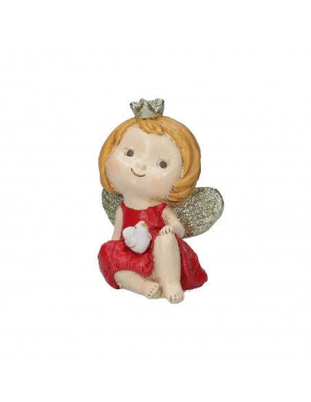 Angioletto con abito rosso in resina h 13 cm - SHIRLEY by Rituali Domestici