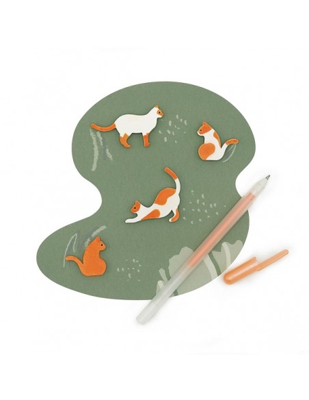 4 Magneti a forma di gatto con pennarello arancione o nero - SIAMESE CAT by Moreover