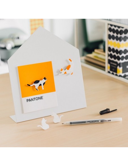 4 Magneti a forma di gatto con pennarello arancione o nero - SIAMESE CAT by Moreover