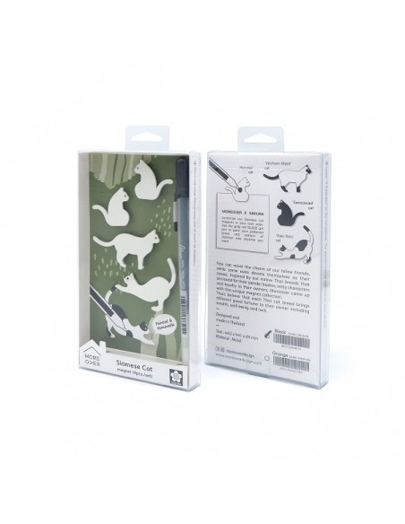 4 Magneti a forma di gatto con pennarello arancione o nero - SIAMESE CAT by Moreover