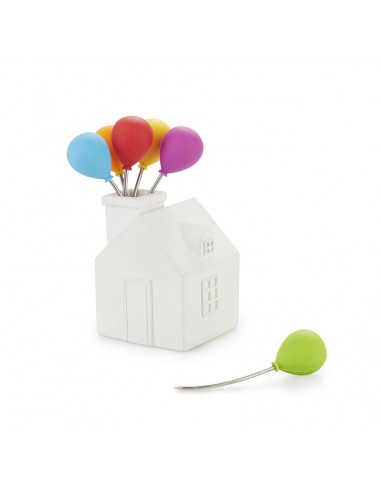 Balvi Set 6 spiedini da aperitivo con contenitore HOUSE BALLOON