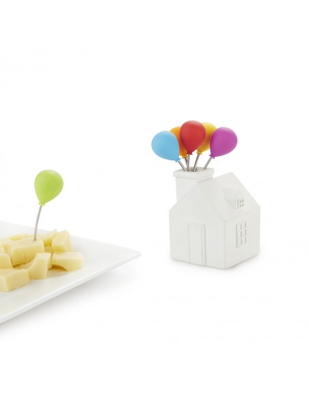 Balvi Set 6 spiedini da aperitivo con contenitore HOUSE BALLOON