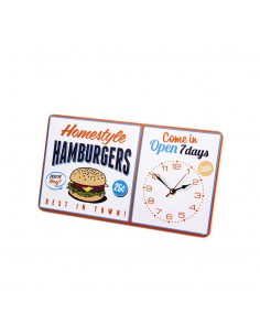 Orologio da parete targa vintage in metallo - HAMBURGER by BALVI