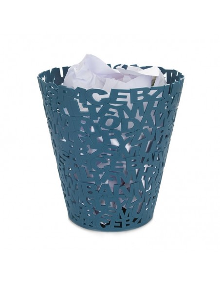 Cestino gettacarte in plastica colore azzurro - LETTERS by Balvi