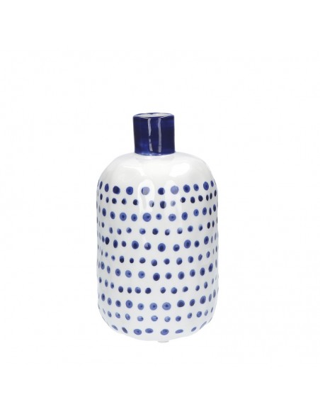 Vaso bottiglia porcellana pois blu h 25 cm - PUNTINISMO by rituali domestici