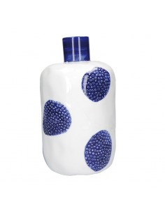 Vaso bottiglia porcellana pois blu h 30 cm - PUNTINISMO by rituali domestici