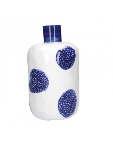 Vaso bottiglia porcellana pois blu h 30 cm - PUNTINISMO by rituali domestici