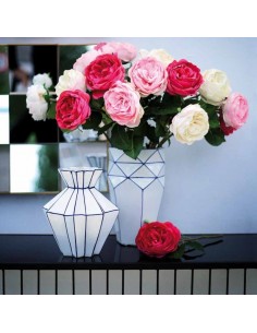 Vaso plissettato porcellana bianco blu h 21 cm - CUBISMO by Rituali Domestici 2