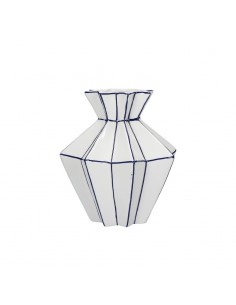 Vaso plissettato porcellana bianco blu h 21 cm - CUBISMO by Rituali Domestici