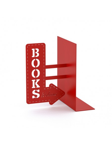 Fermalibri d'appoggio in metallo colore rosso - BOOKSHOP by BALVI