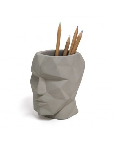 Portapenne testa in cemento grigio h 12 cm - THE HEAD by Balvi 2