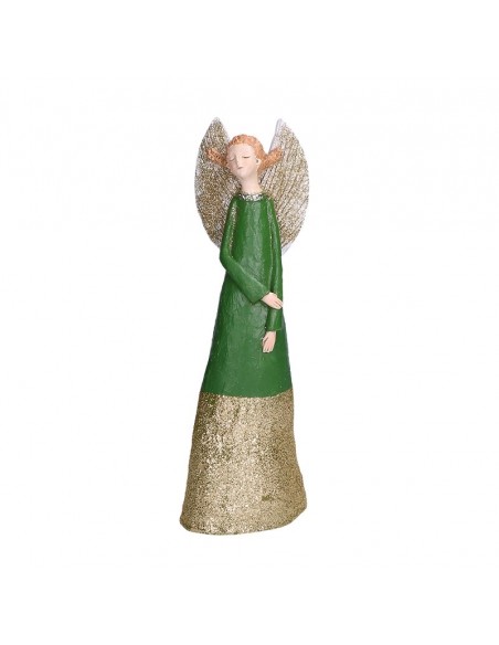 Statua angelo in resina con abito verde h 27 cm - GRETA S by Rituali Domestici