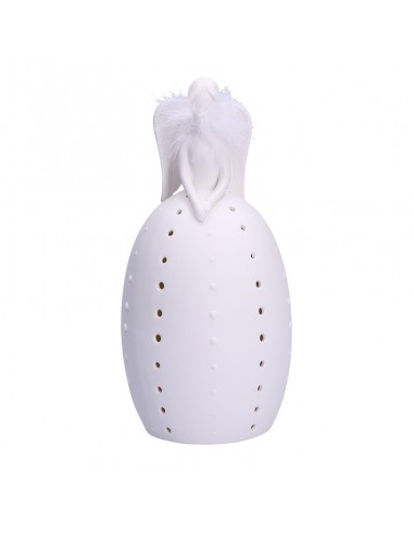 Angelo stilizzato in ceramica bianca con led h 26 cm - PARADISO by Rituali Domestici