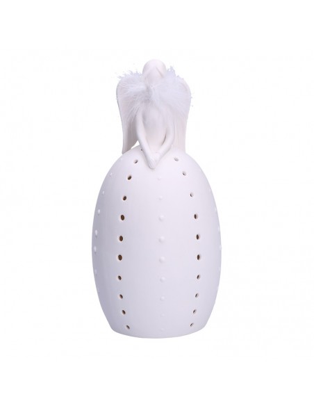 Angelo stilizzato in ceramica bianca con led h 26 cm - PARADISO by Rituali Domestici