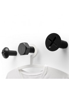 3 Ganci appendiabiti da parete a forma di viti colore nero - SCREW COLLECTION by Qualy