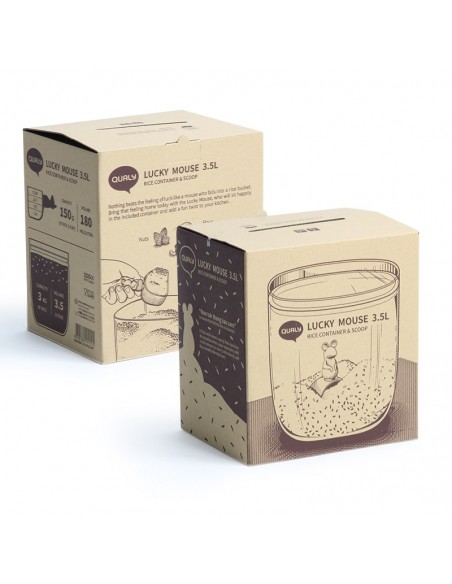 Contenitore per alimenti con paletta dosatrice L 3,5 - LUCKY MOUSE by Qualy