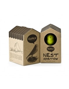 Porta graffette uccellino rosso da scrivania con graffette - NEST SPARROW by Qualy 2